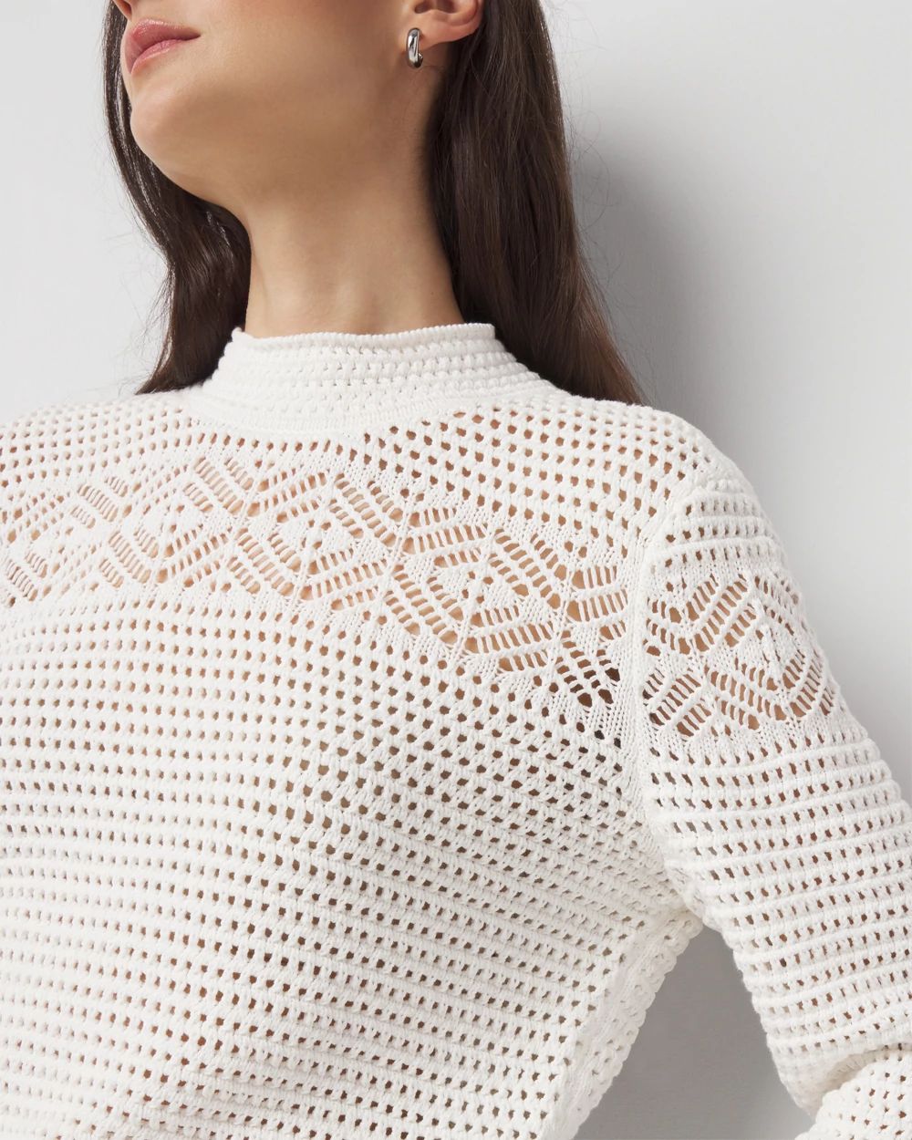 Mixed Stitch Mock Neck Sweater | White House Black Market